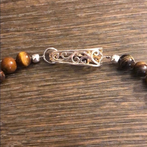 Hand made Tiger Eye beads necklace with Silver plated art deco snap closure - Picture 9 of 12